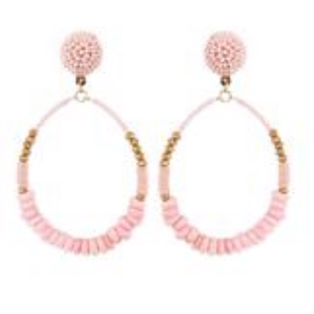 🌻BOGO NEW Pink Seed Bead Tear Drop Post Earrings